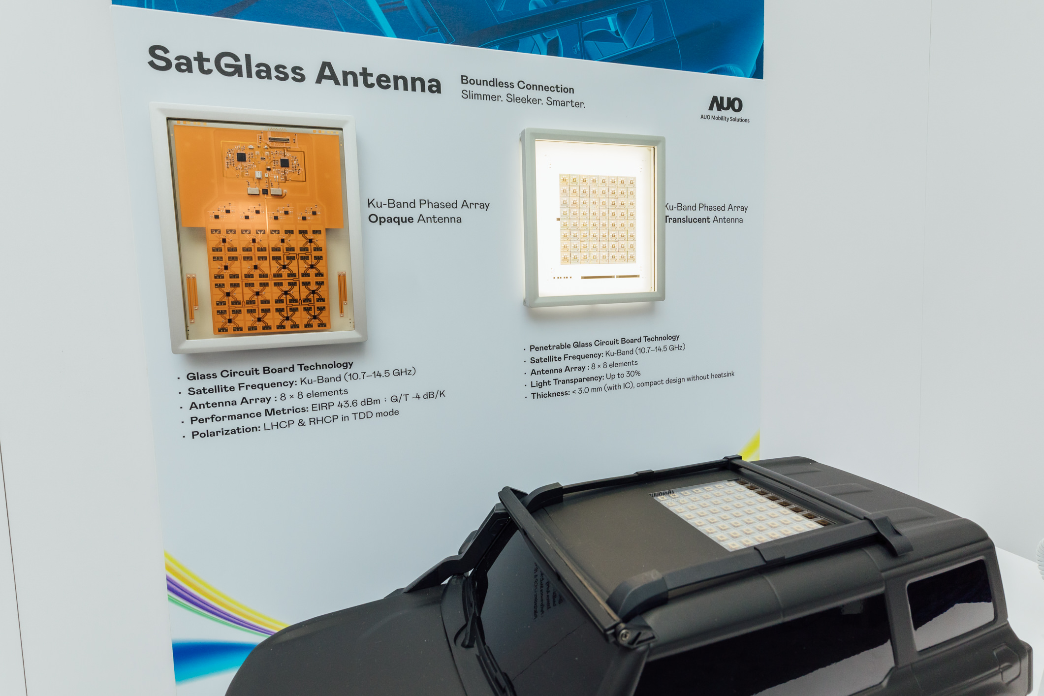 ks凯时智慧行动携手伙伴公司円通科技发表SatGlass Antenna，首创将透明卫星天线隐身于车顶、天窗等结构，实现V2X实时控制、OTA远程更新、影音娱乐与在线购物等多元功能，全方位接轨出行大趋势的创新与落地应用。